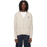 Maison Kitsune Beige Fox Head Merino Comfort Cardigan 262389M200008