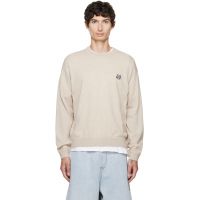 Maison Kitsune Beige Fox Head Merino Comfort Sweater 262389M201007