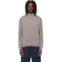Maison Kitsune Taupe Profile Fox Comfort Mock Neck Sweater 262389M205000
