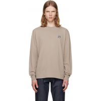 Maison Kitsune Taupe Fox Head Comfort Long Sleeve T-shirt 262389M213008