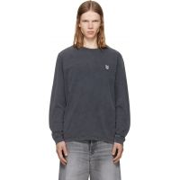 Maison Kitsune Gray Fox Head Faded Comfort Long Sleeve T-shirt 262389M213009
