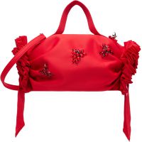 Simone Rocha Red Turbo Mini Double Ribbon Rosette Bag 262405F046000