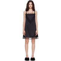 Simone Rocha Black Square Neck Lace Trim Minidress 262405F052002