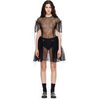 Simone Rocha Black Puff Sleeve Cord Hip Minidress 262405F052005