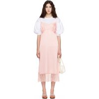 Simone Rocha Pink Lace Trim Slip Midi Dress 262405F054003