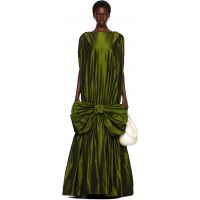 Simone Rocha Khaki Bow Hem Cascade Egg Maxi Dress 262405F054005