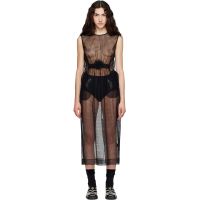 Simone Rocha Black Gathered Rose Contour Midi Dress 262405F055009