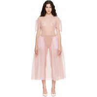 Simone Rocha Pink Puff Sleeve Cord Hip Midi Dress 262405F055010