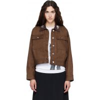 Simone Rocha Brown Cropped Utility Denim Workwear Jacket 262405F063003