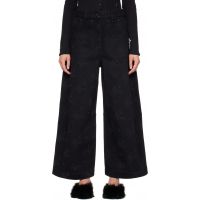 Simone Rocha Black Embellished Cropped Wide Leg Utility Curve Jeans 262405F069001