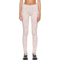 Simone Rocha Pink Pointelle Ruffle Frill Leggings 262405F086001