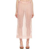 Simone Rocha Pink Gathered Waist Cord Midi Skirt 262405F092005