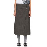 Simone Rocha Gray Tailored Clip Kilt Midi Skirt 262405F092006