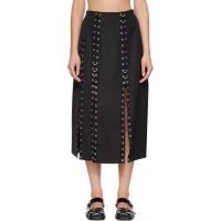 Simone Rocha Black Grommet Ring Sculpt Ripple Midi Skirt 262405F092011