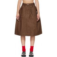 Simone Rocha Brown Embellished Utility Hip Bustle Midi Skirt 262405F092012