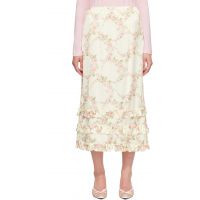 Simone Rocha White Ruffle Frill Hem Easy Midi Skirt 262405F093004
