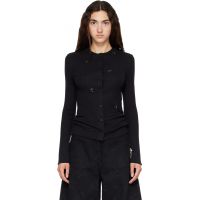Simone Rocha Black Turbo Embellished Pointelle Cardigan 262405F095014