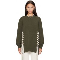 Simone Rocha Khaki Merino Lace Up Hem Jumper 262405F096002