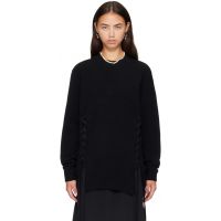 Simone Rocha Black Merino Lace Up Hem Jumper 262405F096003