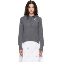 Simone Rocha Gray Embellished Relaxed Cashmere Hoodie 262405F097001