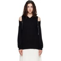 Simone Rocha Black Relaxed Cashmere Slash V-Neck Bow Sweater 262405F100000
