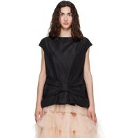 Simone Rocha Black Boxy Peplum Bow Detail Blouse 262405F107008