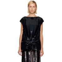 Simone Rocha Black Boxy Peplum Bow Detail Blouse 262405F107011
