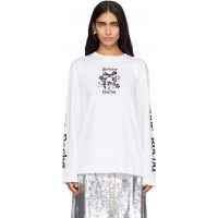 Simone Rocha White Coming Up Roses Print Long Sleeve T-shirt 262405F110005