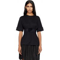 Simone Rocha Black Gathered Rose Wire Sleeve Boy T-shirt 262405F110017