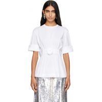 Simone Rocha White Gathered Rose Wire Sleeve Boy T-shirt 262405F110018