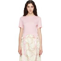 Simone Rocha Pink Bow Tail Easy T-shirt 262405F110021