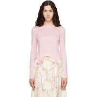 Simone Rocha Pink Bow Tail Easy Long Sleeve T-shirt 262405F110023