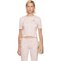 Simone Rocha Pink Cropped Pointelle T-shirt 262405F110025