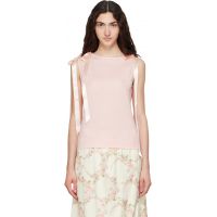 Simone Rocha Pink Bow Ribbon Tail Tank Top 262405F111002