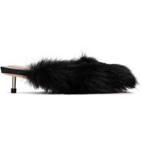 Simone Rocha Black Faux Fur Mule Heels 262405F122001