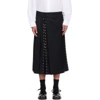 Simone Rocha Black Tailored Grommet Ring Clip Kilt Skirt 262405M191011