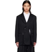 Simone Rocha Black Double Breasted Hem Slice Blazer 262405M195001