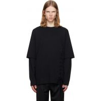 Simone Rocha Black Lace Up Hem Layered Long Sleeve T-shirt 262405M213003