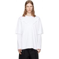 Simone Rocha White Ruffle Slash Layered Long Sleeve T-shirt 262405M213007