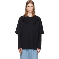 Simone Rocha Black Ruffle Slash Layered Long Sleeve T-shirt 262405M213008