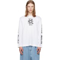 Simone Rocha White Coming Up Roses Print Long Sleeve T-shirt 262405M213010