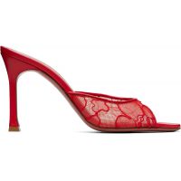 Amina Muaddi Red Alexa Lace 95 Heeled Sandals 262415F122042