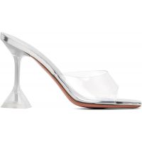 Amina Muaddi Silver Lupita Glass Slipper 95 Heeled Sandals 262415F125008
