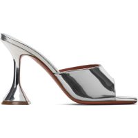 Amina Muaddi SSENSE Exclusive Silver Lupita Slipper 95 Heeled Sandals 262415F125009