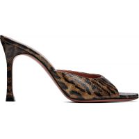 Amina Muaddi Brown Alexa 95 Snakeskin Heeled Sandals 262415F125050