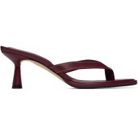 Aeyde Burgundy Daphne Leather Thong Heeled Sandals 262454F125004
