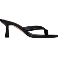Aeyde Black Daphne Leather Thong Heeled Sandals 262454F125005