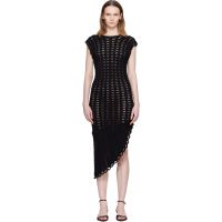 Loulou de Saison Black Malena Ruffled Crochet Midi Dress 262473F054000