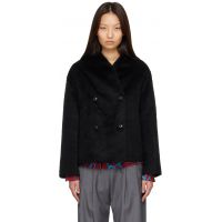Loulou de Saison Black Wes Double Breasted Alpaca Jacket 262473F063000