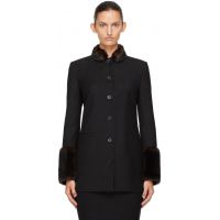 Loulou de Saison Black Goa Faux-Fur Trim Jacket 262473F063003